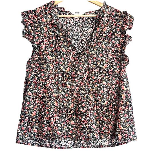 BB Dakota Steve Madden Floral Ruffle Sleeve  XXL Tie Front Top - Picture 1 of 6